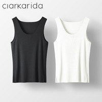 Clarkarida男士背心男莫代尔无痕内穿打底衫运动汗衫透气休闲跨栏背心 黑色+白色【背心2件】 L(110-130斤)