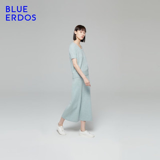 BLUE ERDOS羊绒衫女100%山羊绒舒适百搭圆领半袖针织衫套衫毛衣 淡绿灰 170/88A/L