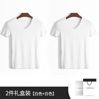 Clarkarida男士背心男莫代尔无痕内穿打底衫运动汗衫透气休闲跨栏背心 白色+白色【T恤2件】 M(90-110斤)