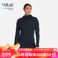 Rab睿坡Ascendor Light女款户外运动连帽抓绒衣轻量外套女 QFF-47 黑灰色/BEL 08