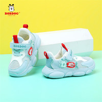 BoBDoG巴布豆童鞋男宝宝春秋款跑鞋小童网鞋女童软底学步鞋儿童透气运动鞋 浅绿 23码 适合脚长15.3cm
