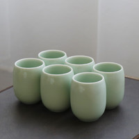 GUSHENGJI 古笙记 笙记 青瓷茶杯陶瓷杯家用单个景德镇水杯中式现代简约功夫茶具喝茶杯 青瓷茶杯（6个装）