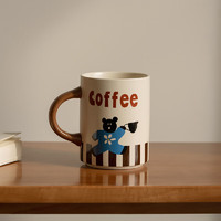 肆月 月马克杯陶瓷杯家用水杯大容量咖啡杯男士杯子 蓝色小熊