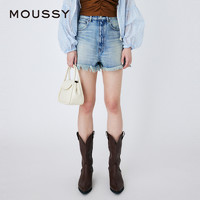 MOUSSY 摩西 章若楠同款】MOUSSY 2024夏季新品毛边牛仔裤短裤010HSA11-0560