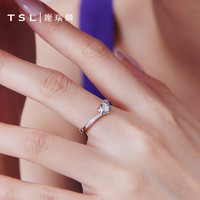 TSL 谢瑞麟 SL谢瑞麟爱心18K白金钻石结婚戒指环戒指女轻奢新品BA899