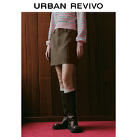 URBAN REVIVO R2024春季新款女装美式休闲工装风贴袋显瘦A字半裙UWL540004