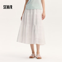 森马（Semir）半身裙女高腰松紧腰宽松小白裙2024夏格子暗纹蛋糕裙107424120002 XXL