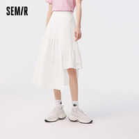 森马（Semir）半身裙女宽松松紧腰夏季设计感不规则肌理长裙显腿长103323120017 本白10102 XL