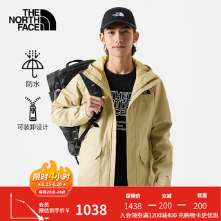 北面（The North Face）单层冲锋衣男防风夹克外套防水透汽可搭内胆24春季|8AUK LK5/卡其色 XXXL/190