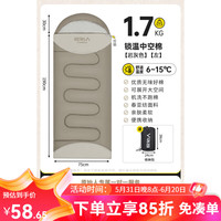 原始人睡袋成人户外露营大人冬季冬天加厚防寒被子隔脏四季通用款 1.7Kg【秋冬款】岩灰左