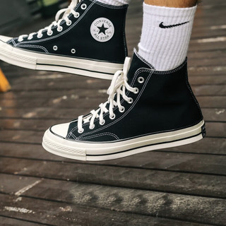 匡威（Converse）帆布鞋男女鞋1970S All Star复古运动款休闲鞋透气舒适硫化鞋 复古黑/三星标升级版 39.5 （内长250mm）