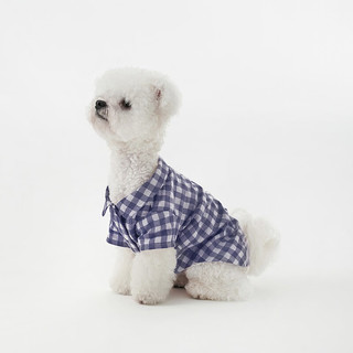 无印良品（MUJI）双层纱织 宠物衬衫 宠物用品 宠物家居服小型犬适用 藏青色格纹 S
