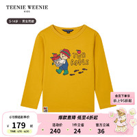 Teenie Weenie Kids小熊童装24秋季男女童罗纹圆领舒适印花T恤 黄色 110cm