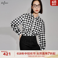 伊芙丽(eifini)伊芙丽千鸟格衬衫2024秋装1F2220731 黑色 155/80A/S