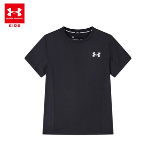 安德玛（Under Armour）男童速干t恤短袖夏装儿童衣男大童运动上衣男孩半袖童装221111701 黑色 170cm