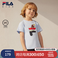 FILA【丝柔棉】斐乐童装儿童短袖衫季多彩冰淇淋t恤 【男款】天晴蓝-SLB 110