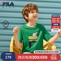 FILA【丝柔棉】斐乐童装儿童短袖衫季多彩冰淇淋t恤 【男款】篱绿-SGN 110