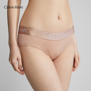 Calvin Klein内衣女士提花腰边ck莫代尔混纺防夹臀半包臀三角内裤女QP1057A 7NS-杏仁色 M