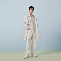 太平鸟男装风衣24春潮牌男士宽松外套 B1BEE1304 杏色1（宽松） S