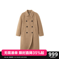 太平鸟太平鸟冬季品质双排扣羊驼毛大衣A1AAD4425 驼色 L