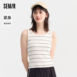 森马（Semir）背心女短款圆领内搭2024夏撞色紧身套头衫101324102002 M 白黑色调00319