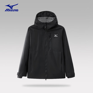 美津浓（MIZUNO）户外夹克男女春秋薄款单层外套防风防水登山服RTA2CC3104 黑色 L