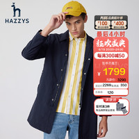 哈吉斯（HAZZYS）男装 春秋款翻领气质帅气潮流风衣外套男上衣ASWZH03AH02 深藏青色DN 175/96A 48