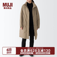 无印良品 MUJI 女式 不易沾水 羽绒大衣 羽绒服冬季BDC34C2A 深咖啡色 L