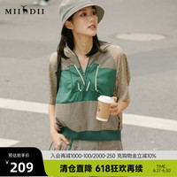 谜底卫衣女2022夏季复古艺术休闲连帽上衣女225MV6063 中卡其花 XL