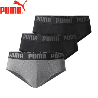 PUMA彪马男士内裤舒适透气运动内裤三角裤3条装 黑灰组合 L(140-160斤)