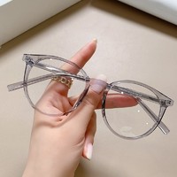 Erilles 素颜瘦脸眼镜框轻 tr90镜眼架防蓝光眼镜框时尚平光眼镜 透灰框 167变色两用镜片