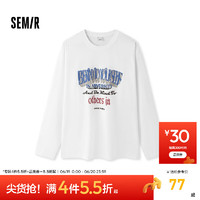 森马（Semir）长袖T恤男2024秋季美式学院风装复古印花宽松上衣潮 本白10101 185/100A/XXL