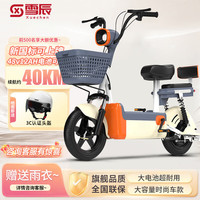 雪辰 辰新国标电动车家用电动自行车48V12A轻便助力小型电瓶车 米白色 48V12A天能/超威石墨烯续航170里