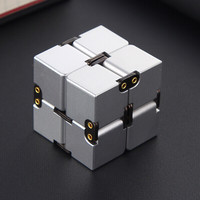 黑科技 创意男孩男朋友减压抖音玩具无限魔方成人解压百变初学者六一节送儿童 高端版银色 实心铝合金175g