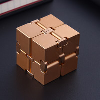 黑科技 创意男孩男朋友减压抖音玩具无限魔方成人解压百变初学者六一节送儿童 升级版金色 航空铝合金180g