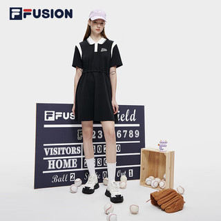 FILA FUSION斐乐潮牌女子连衣裙2024夏宽松POLO领运动休闲裙 160/80A/S