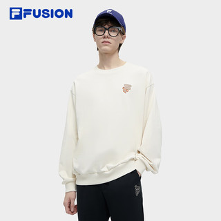 FILA FUSION斐乐潮牌款针织套头衫2024春季时尚休闲卫衣 麦乳色-BG 190/108A/XXXL