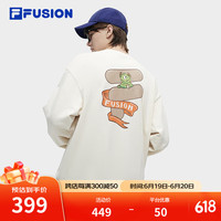 FILA FUSION斐乐潮牌款针织套头衫2024春季时尚休闲卫衣 麦乳色-BG 170/92A/M