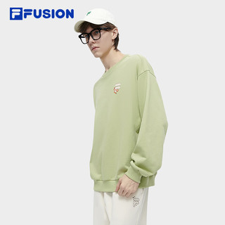 FILA FUSION斐乐潮牌款针织套头衫2024春季时尚休闲卫衣 奶油果绿-GN 175/96A/L