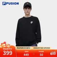 FILA FUSION斐乐潮牌款针织套头衫2024春季时尚休闲卫衣 正黑色-BK 190/108A/XXXL
