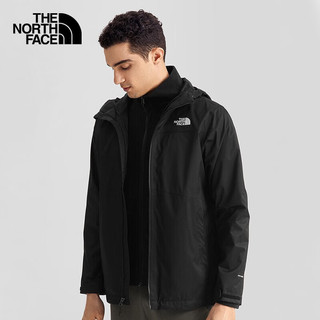 北面（The North Face）三合一冲锋衣男款抓绒内胆防水防风户外保暖外套24春夏|8AV7 JK3/黑色 S/165