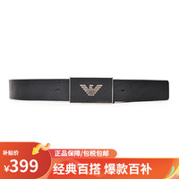 阿玛尼 EMPORIO ARMANI（ARMANI）皮带休闲商务做旧款鹰标腰带男牛皮革材质父亲节实用送爸爸 黑色 95