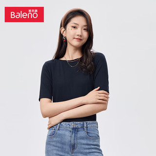 班尼路（Baleno）春季女装莫代尔罗纹T恤时尚潮流舒适T恤女 00A M 