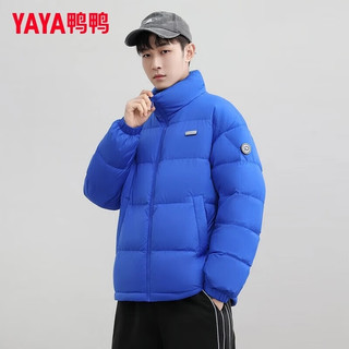 鸭鸭（YAYA）周翊然同款羽绒服男新国标男女短款冬装时尚保暖外套面包服 克莱因蓝（男女同款） 3XL