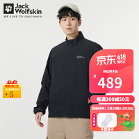 Jack Wolfskin狼爪软壳夹克男春季日常户外休闲运动服防风立领外套5324171 171-6000/黑色/拍大一码 XL 180/104A