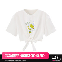 乐町宽松系带短T恤23年夏季卡通短袖C2DAD2302 白色 M/160