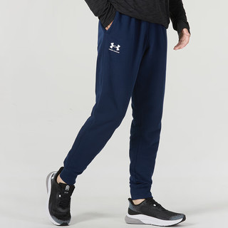 安德玛（Under Armour）冬季男裤户外针织加绒保暖休闲裤工装裤卫裤安德玛运动裤 蓝色【抓绒保暖】束脚裤 S【165】体重90~110斤左右 黑色【拉链裤脚】修身版型 S【165】体重100~120斤左右