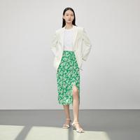 丽丽 LILY薄荷曼波夏季含真丝垂感洋气开叉高腰款半身裙