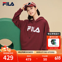 斐乐（FILA）多彩卫衣长袖装宽松时尚运动连帽套头衫男女上衣印花 仙粉黛酒红-WI 165/88A/S