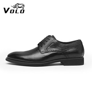 VOLO犀牛男鞋商务正装西装皮鞋男士舒适透气软底德比皮鞋 黑色 42 